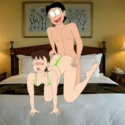 後ろから挿れられるしずかちゃん(GIF・マイクロビキニ&全裸編)