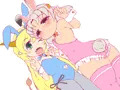 バニーの日らくがき。園児バニー！開発中の魔立ろりさきゅばすようまえんより「ラビちゃん」と「なずはちゃん」。この絵も清書してイベントに使いたいですよね。