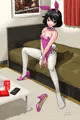 部屋に来た宇津木優季ちゃんにバニースーツを着て貰いました。