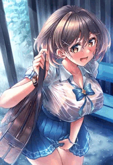 一緒に雨宿りしにきた田尻未来ちゃん