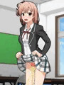 由比ヶ〇結衣のスカートたくし上げわざとお漏らし