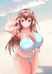 友達と海に行ってる自慢の彼女。