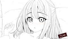 巫女服の美遊ちゃんと　線画