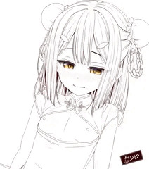 チャイナドレスの美遊ちゃんと　線画