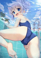 プールでこっそり見せてくれるチノちゃん