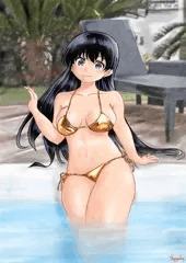 プールサイドの凪さん（金ビキニバージョン）