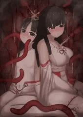 終わり　触手に捕らわれた巫女姉妹