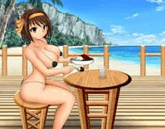 マイクロビキニハルヒちゃんに海の家でカレー食べてもらうだけの絵