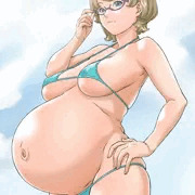 水着の妊婦さん。