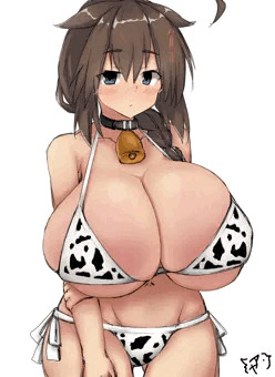 牛柄ビキニの爆乳時雨ちゃん
