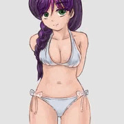 紫髪三つ編み娘の水着