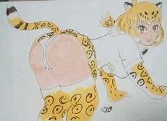 四つん這いジャガーさん　後ろ