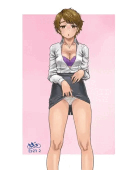 ショートカットタイトスカートおねえさん