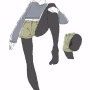 ショートパンツ＋タイツきりたん（タイツに精液染み差分あり）