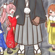 神社にて