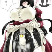 黒髪ぱっつんラバースーツメイドさん