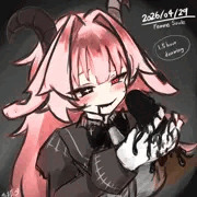 例のピンク色の子
