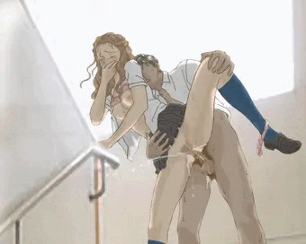 階段の踊り場で