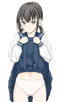 セーラー服ｘへそｘたくし上げ　パンツ差分
