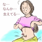 おヘソにきのこ