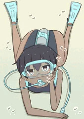 寝そべりスキューバ少女