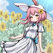 ウサミミ少女とヒマワリ畑