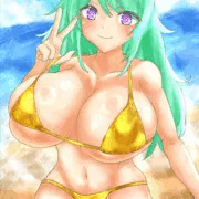 skebで描いた緑野あまもの金ビキニイラスト