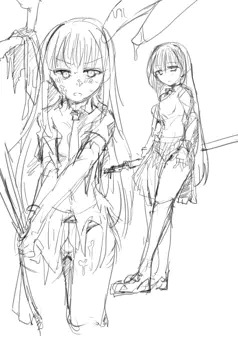 [落書き]黒髪ロングJK退魔剣士モノ　本編外