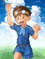 ゴーグルを装備したボーイスカウト少年