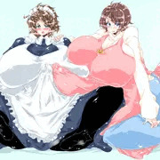 ヒゲぴよ より、ふたなり羽田ひろしのママ×ふたなり熊野くんちのメイドのさち子さん