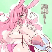 搾乳機で乳搾りをする兎娘ちゃん