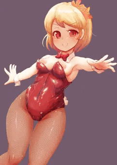 油彩塗りれんしゅうにバニーガール姿の秋静葉
