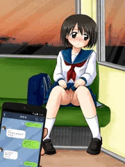 スカート上げて