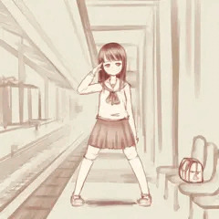 駅にて