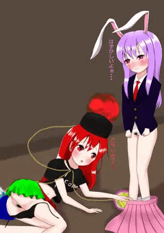 紐パンの紐がほどけて転んじゃったヘカ様…に、脱がされちゃったうどんげ