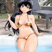 プールサイドの凪さん（金ビキニバージョン）