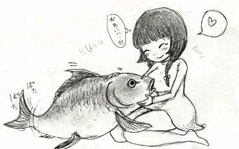 懐いている座敷鯉