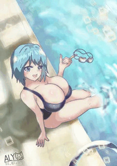 涼髪ボーイッシュお姉ちゃんのスク水2💕