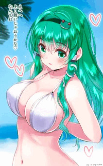 水着早苗さんと海2