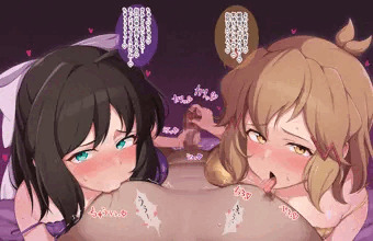 ビッキー&みくさん　乳首舐め手コキ