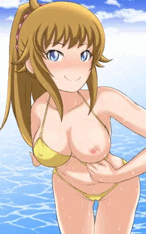 ビキニをずらしておっぱい見せてくれるフミナパイセン❤