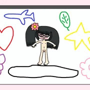 画用紙の世界に入り込んで