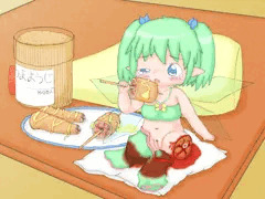 お肉を食べる妖精さん