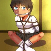 褐色ボーイッシュJK 胡座縛り