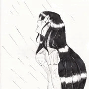 雨の中……