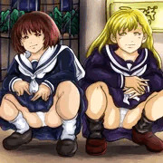 小葉と朋美のうんこ座り
