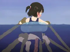 触手の蠢く異世界の海に飛ばされた少女GIFアニメ