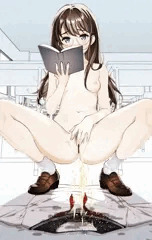 文学少女全裸おしっこ