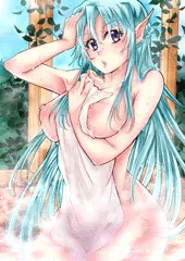 湯浴み中のエルフさん