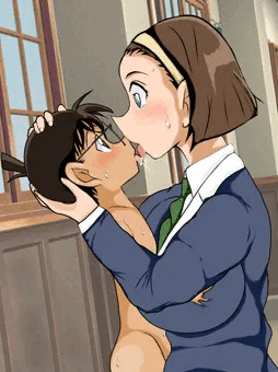 園子とコナンのディープキス(下校後の校内)